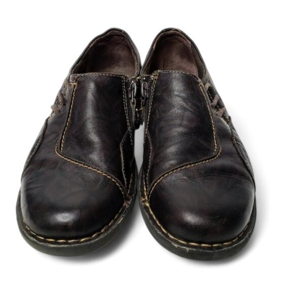 Clarks Bendables Slip On Loafers Women's Crinkle Leather Boho Lace Accents 6.5 - Picture 2 of 9